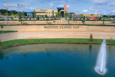 Aerial drone photo of Watson Clinic medical facilities in Lakeland, Florida.